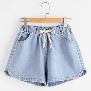 Drawstring denim shorts